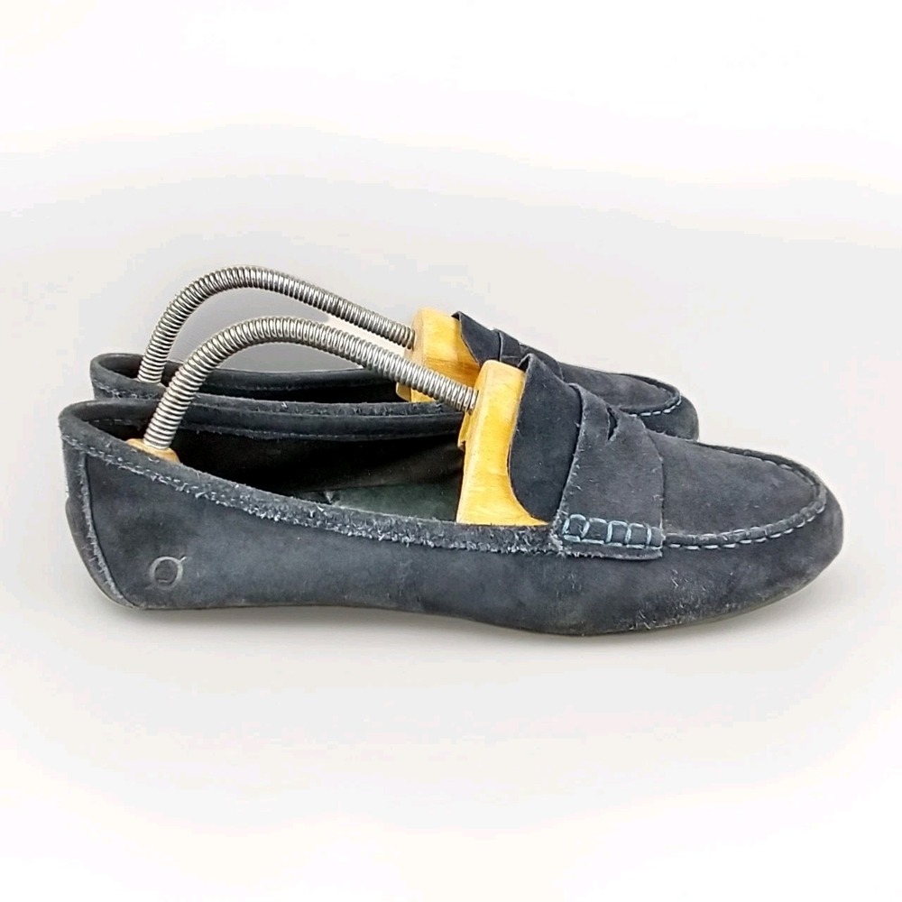 Born Womens Driving Loafers Navy Blue Suede Penny Moccasins F16436 Size 10M